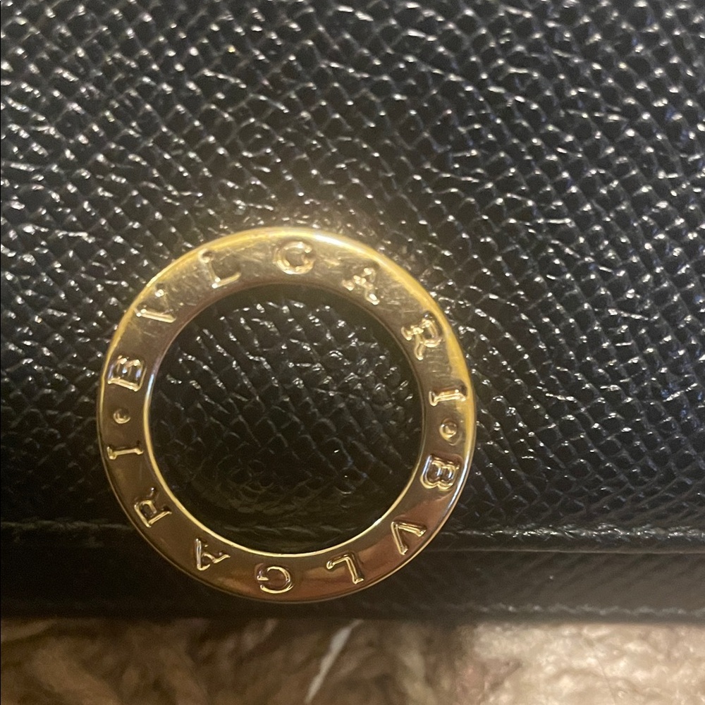 Bulgari Black Wallet with Gold Ring Detail - Picture 3 of 14